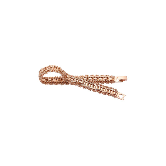 Lujosas pulseras de eslabones de fantasía chapadas en Oro 14K, colores oro rosa.