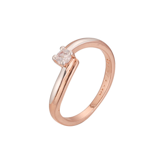 ローズゴールド ツートーン ソリティア リング