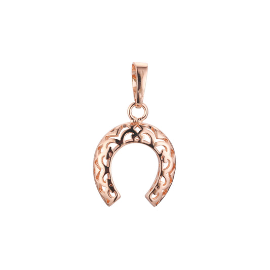 玫瑰金马蹄形吊坠,14K 镀金颜色