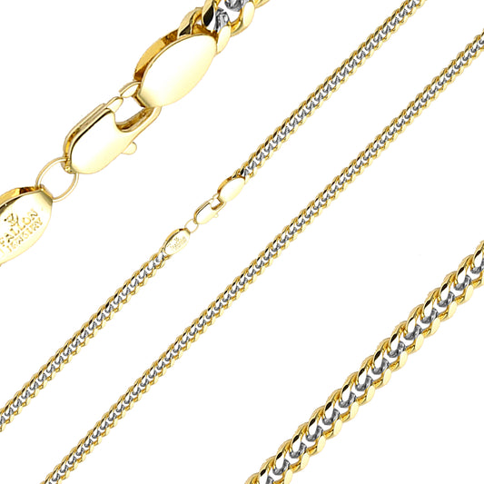 Correntes cubanas clássicas estilo Miami, banhadas em ouro amarelo 14K em dois tons, ouro 18K, ouro branco RF