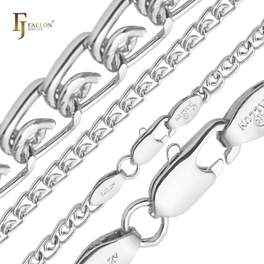 .Cadenas de eslabones tipo cable Weaving love chapadas en Oro Blanco