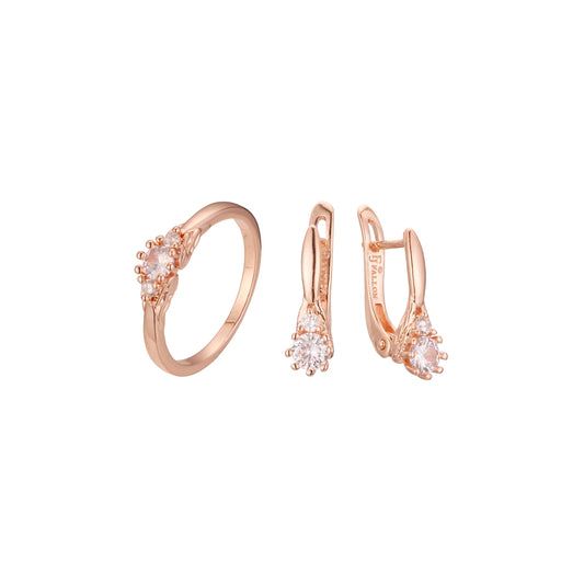 Solitário Rose Gold branco com duas pedras cravejadas