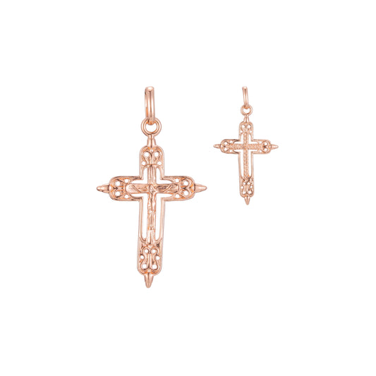 Eastern Orthodox Russian pendant in Rose Gold two tone, 14K Gold plating colors