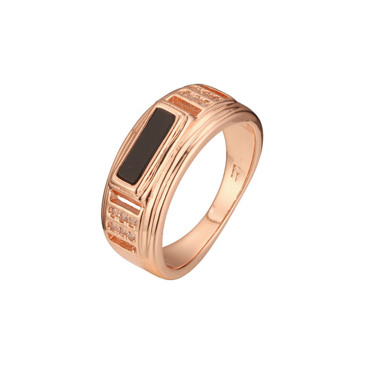 ブラック オイル ペイント ローズ ゴールド メンズ シグネット リング