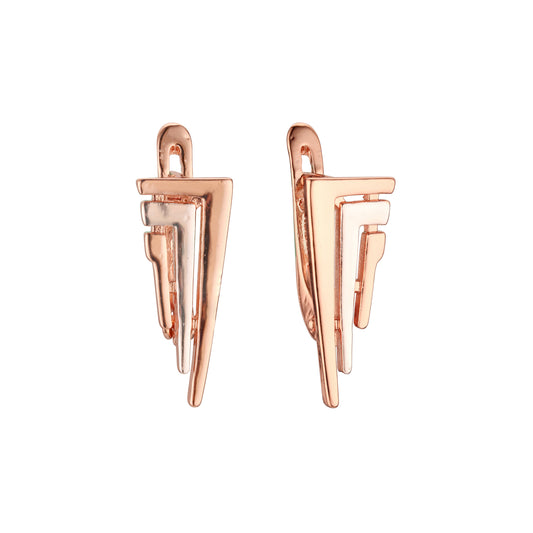 Brincos em ouro 14K, ouro rosa, duas cores de revestimento