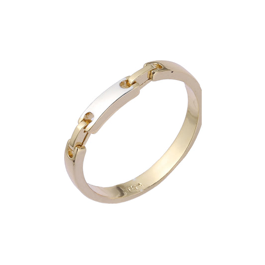 Anillos de eslabones de cadena de identificación para hombres en Oro 14K, oro rosa, dos colores de baño de tono