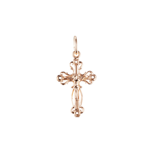 Eastern Orthodox Russian budded pendant in Rose Gold, White Gold plating colors