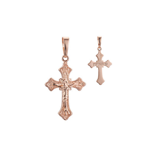 Maltese Eastern Orthodox Russian pendant in Rose Gold, two tone plating colors