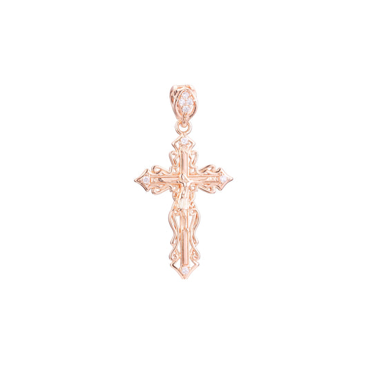 Eastern Orthodox Russian budded pendant in Rose Gold & 14K Gold plating colors