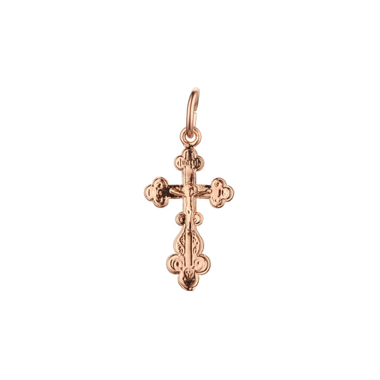 Eastern Orthodox Russian budded pendant in 14K Gold, Rose Gold & White Gold plating colors