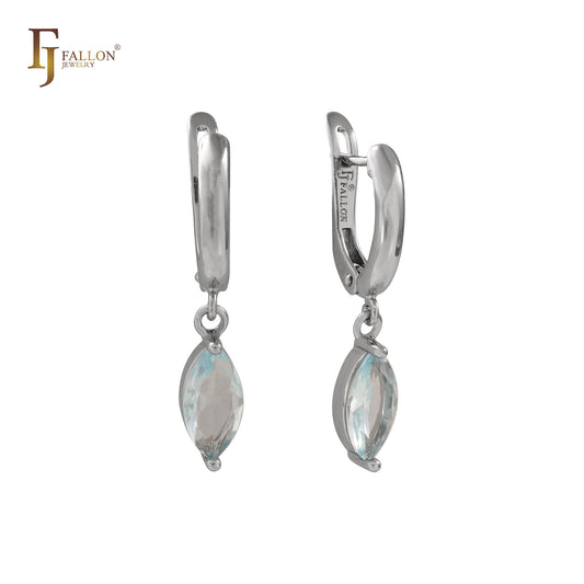 Solitär-Marquise-Tropfenohrringe aus 14 Karat Gold, Roségold und Weißgold