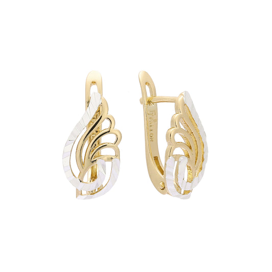 Angel's Wings 14K Gold, Rose Gold two tone Russian Lock earrings