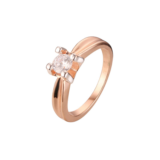 ローズゴールド ツートーン ソリティア リング
