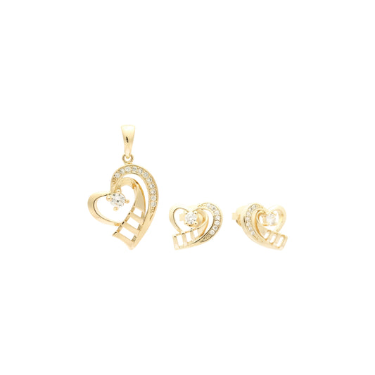 Ribbon heart set plated in 14K Gold, Rose Gold