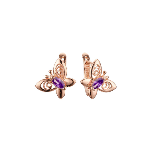 .Aretes en Oro de 14K, colores chapados en Oro Rosa