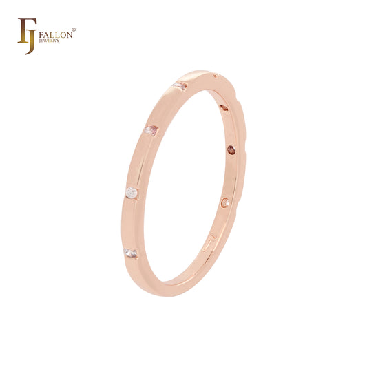 Alianza de boda Eternity Oro de 14 quilates, Anillos de oro rosa