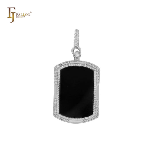 Colgante Flank pintado al óleo negro en oro de 14 quilates, oro blanco y oro rosa.