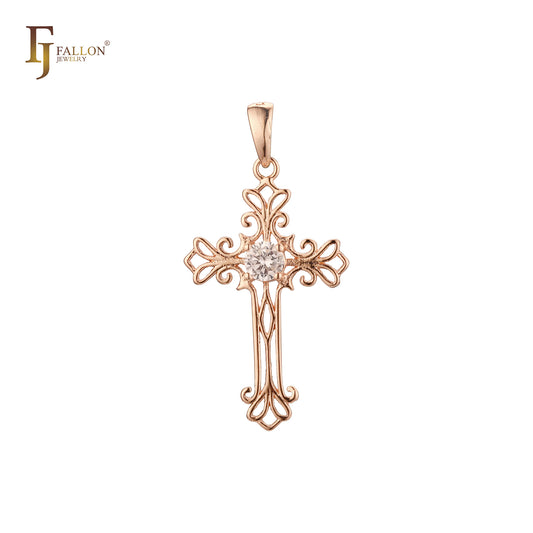 Colgante Cruz Oro Rosa