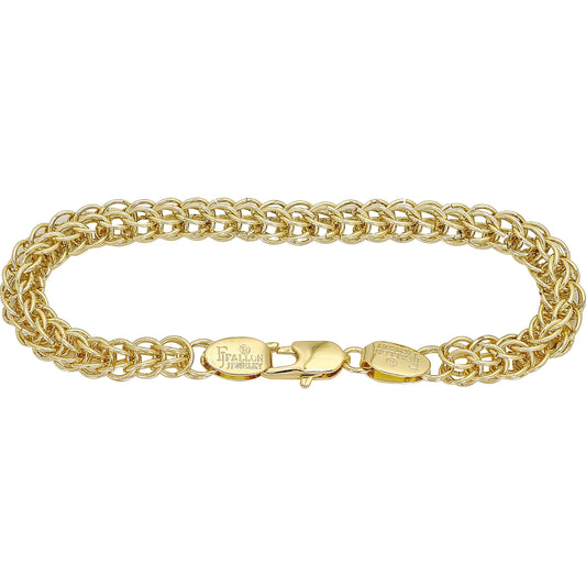 Cable de doble anillo Bismarck cadenas de eslabones rolo chapados en oro de 14 quilates, oro rosa