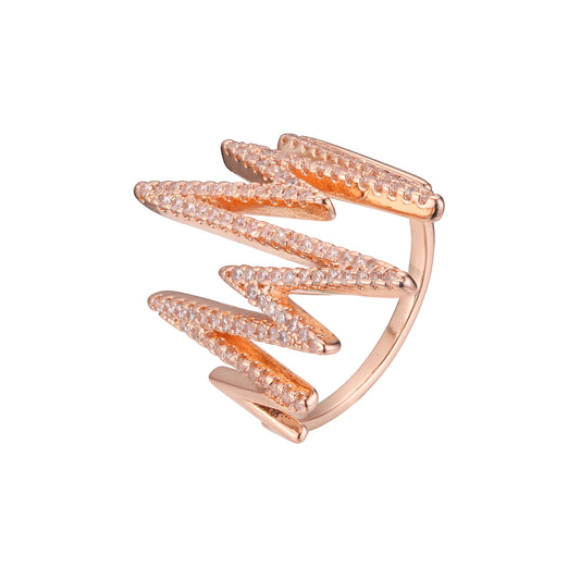 Rose Gold zigzag rings paving stones