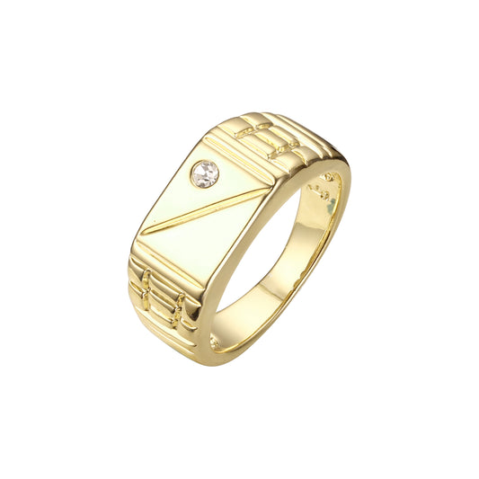 Anéis masculinos com faixa de malha cortada em ouro 14K e ouro rosa