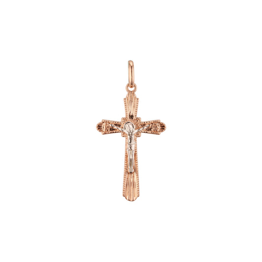 Rose Gold two tone Eastern Orthodox Russian pendant