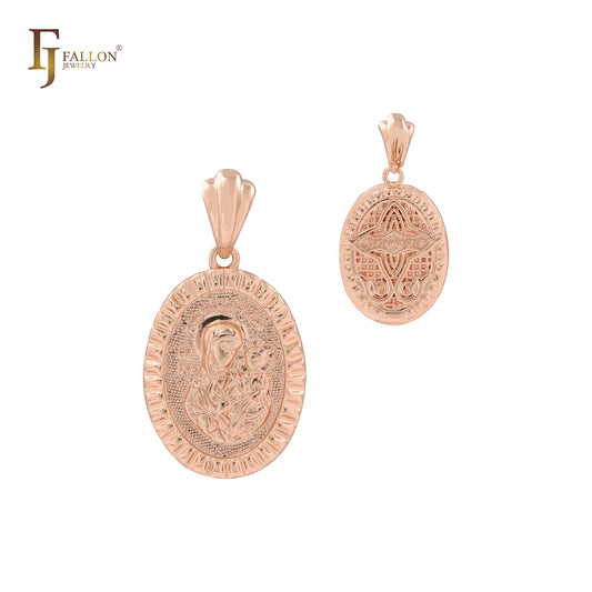 Virgin Hodegetria of Smolensk 14K Gold, Rose Gold Religious pendant