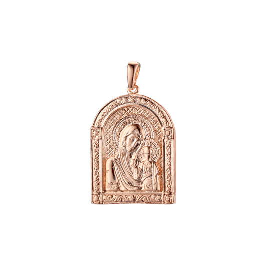 Rose Gold Virgin Mary of Vladimir pendant