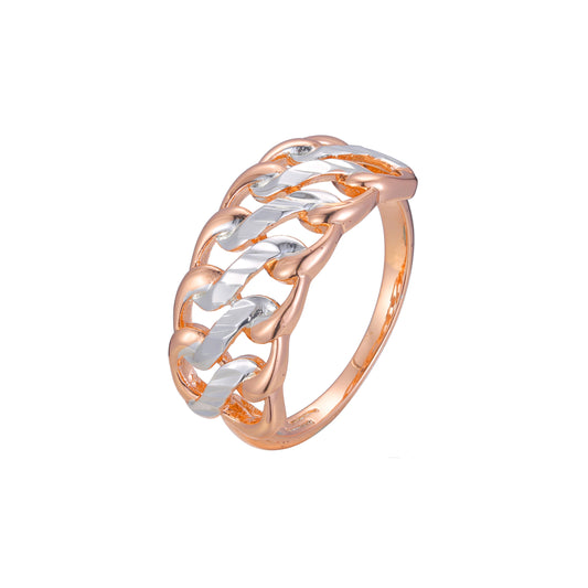 Rose Gold two tone fashion chain link rings