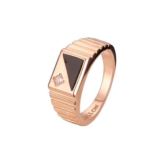 ブラック オイル ペイント ローズ ゴールド メンズ シグネット リング