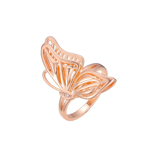 Giant butterfly rings in Rose Gold, two tone plating colors