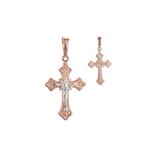 Maltese Eastern Orthodox Russian pendant in Rose Gold, two tone plating colors