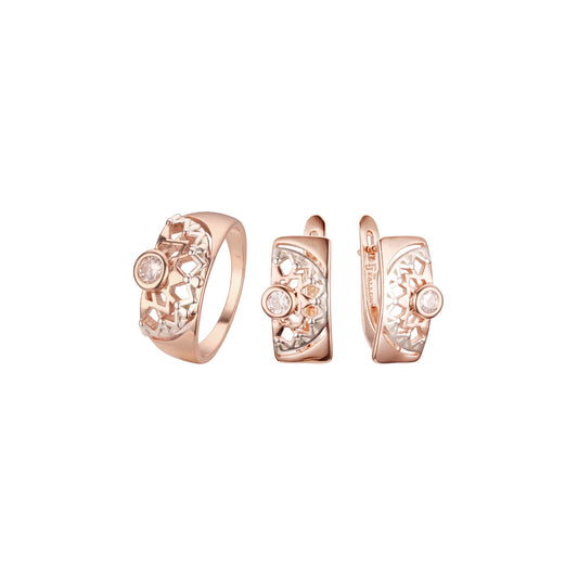 Rose Gold two tone radiant solitaire set