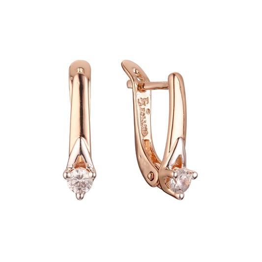 .Aretes en Oro de 14K, Oro Rosa, colores de baño en dos tonos