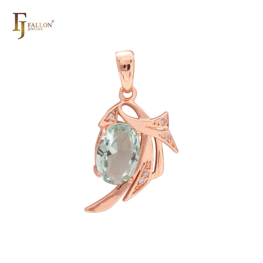 Ovaler Solitär-CZ-Anhänger aus Roségold