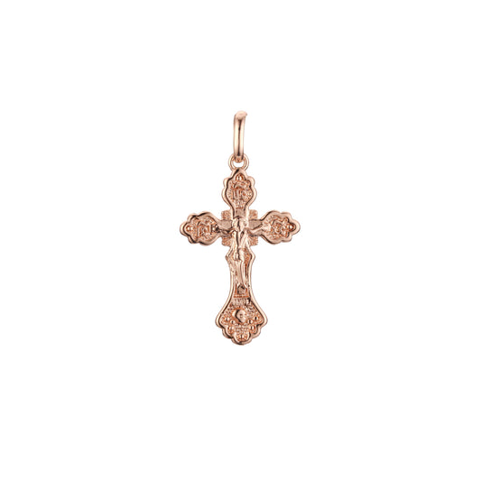 Eastern Orthodox Russian budded pendant in Rose Gold & 14K Gold plating colors