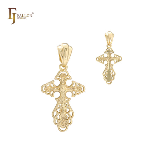Orthodox Crucifix 14K Gold, Rose Gold, White Gold Cross Pendant