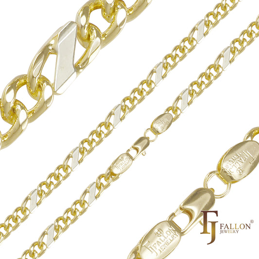 Figaro Z mixed Cuban fancy link chains plated in 14K Gold, Rose Gold, two tone