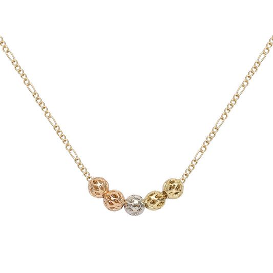 Collar de cinco cuentas de oro de 14 quilates en dos tonos