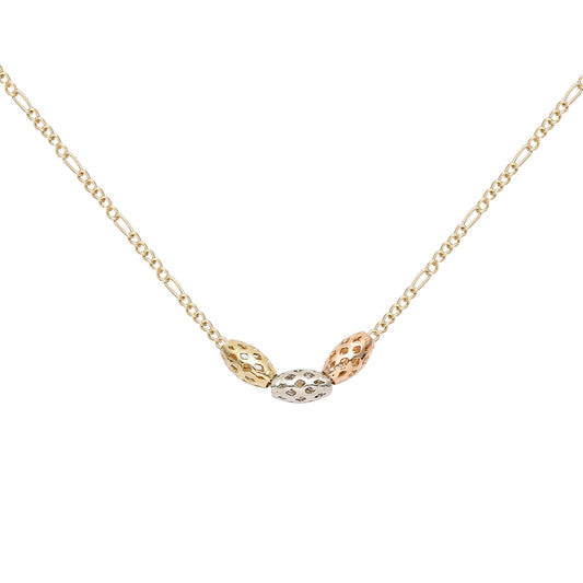 Collar de cinco cuentas de oro de 14 quilates en dos tonos