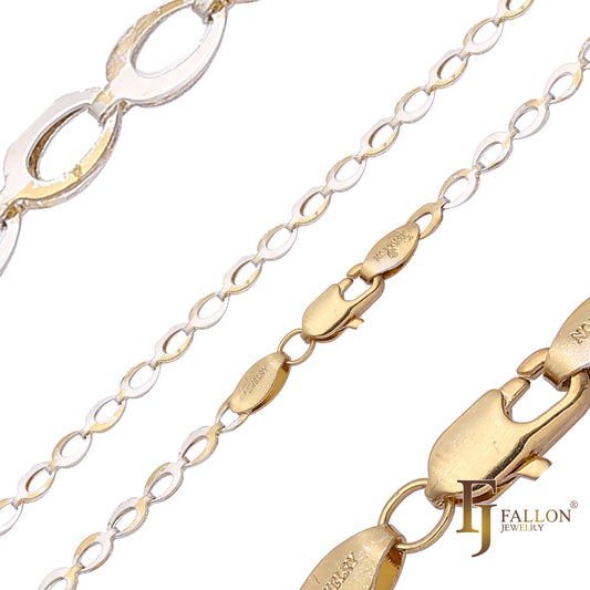 {Personalizar} Correntes de elos extravagantes Marquise olho de cavalo banhadas em ouro 14K, ouro rosa em dois tons