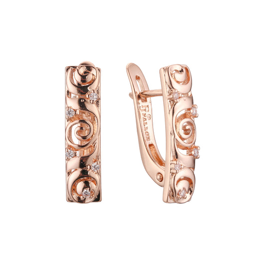 Brincos Cluster em ouro 14K, cores banhadas a ouro rosa