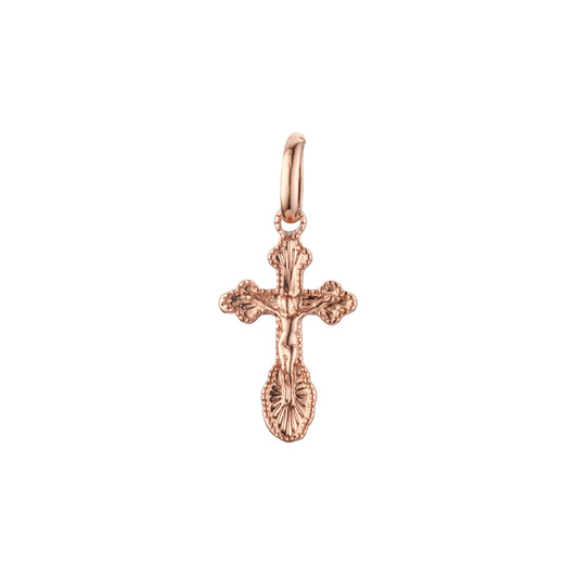 Eastern Orthodox Russian budded pendant in Rose Gold two tone, 14K Gold plating colors