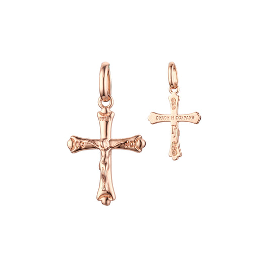 .Maltese Eastern Orthodox Russian pendant in Rose Gold two tone, 14K Gold plating colors