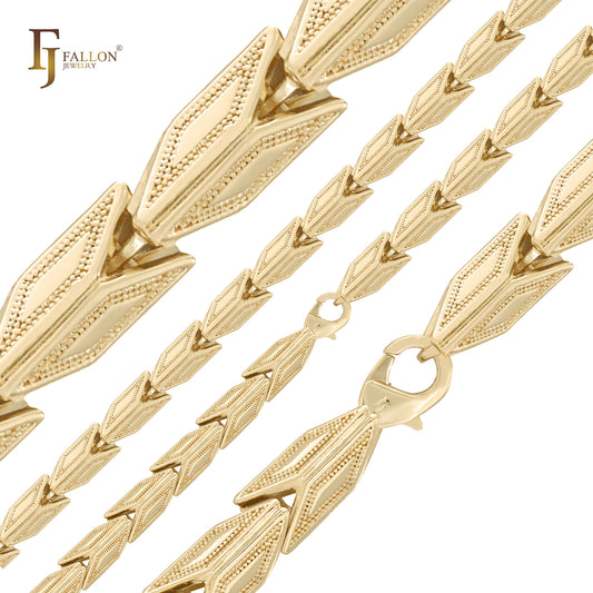 Cadenas de oro de 14 quilates con eslabones elegantes y textura Chevron