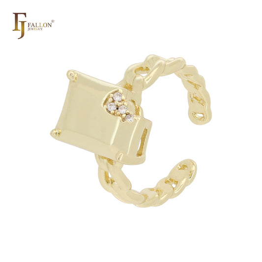 Offene Ringe aus 14-karätigem Gold mit Kettengliederdesign