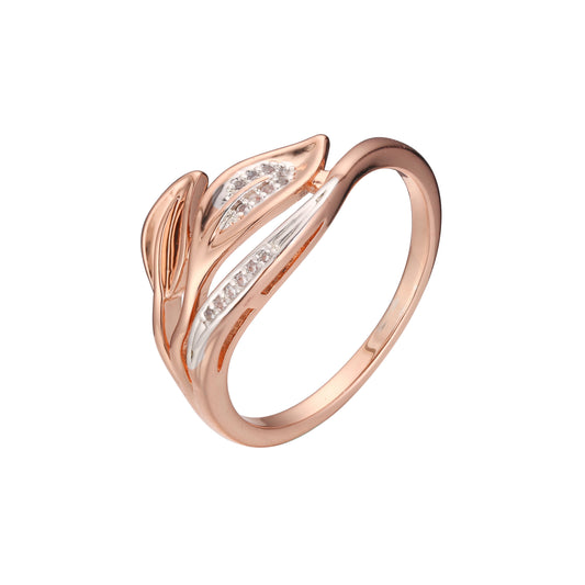Rose Gold two tone fashion rings of leaves