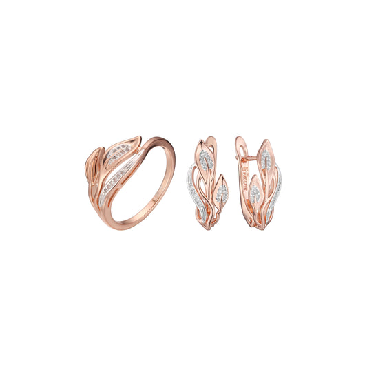 Rose Gold two tone leaves set