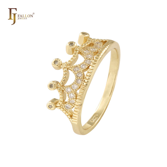 Anillos de corona con circonitas blancas pavimentadas