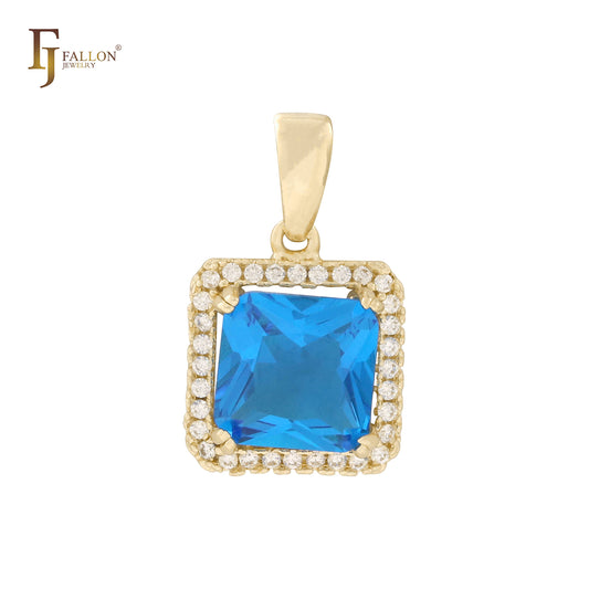 Solitär-Anhänger mit großem Halo-CZ im Kissenschliff